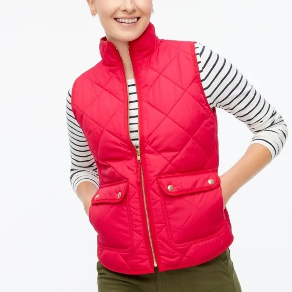 J. Crew Quilted Excursion Vest in hot pink medium - Picture 1 of 4